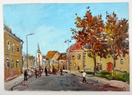 Bánfi Jelzéssel: Utca Részlet. Olaj, Karton, 23×33 Cm - Other & Unclassified