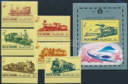 ** 1971 Japán Mozdonyok Mi 554-559 + Blokk 102 - Other & Unclassified
