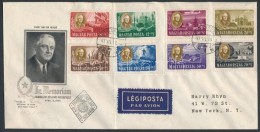 1947 Roosevelt Sor Hajtott Légi FDC New Yorkba (10.000) - Altri & Non Classificati