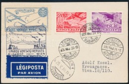 1936 Budapest - Wien 1. Páros Vontató Repülés LevelezÅ‘lap / 1st Hauling Flight Airmail... - Altri & Non Classificati
