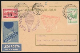 1933 ElsÅ‘ Magyar Ballonposta LevelezÅ‘lap / First Hungarian Balloon Flight Postcard - Altri & Non Classificati