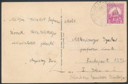 1927 8f Képeslapon BUDAPEST-SZOB B Vasúti Bélyegzéssel - Other & Unclassified