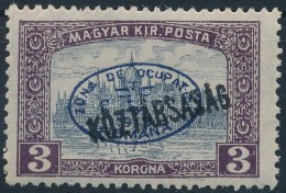 ** Debrecen I. 1919 Parlament/Köztársaság 3K Kék Felülnyomással, Garancia... - Other & Unclassified