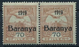 ** Baranya I. 1919 Turul 70f Pár Antikva Számokkal, Bodor Vizsgálójellel (4.800) - Sonstige & Ohne Zuordnung