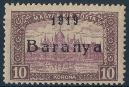 ** Baranya I. 1919 Parlament 10K Antikva Számokkal (44.000) / Mi 34 With Antiqua Numbers. Signed: Bodor... - Altri & Non Classificati