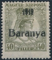 * Baranya I. 1919 Zita 40f Fekete Felülnyomással és Antikva Számokkal (48.000) / Mi 38... - Other & Unclassified