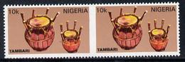 Nigeria 1989, Musical Instruments (Tambari) 10k Unmounted Mint Pair Imperf Between - Oddities On Stamps