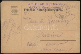 1916 Tábori Posta LevelezÅ‘lap Kézzel Rajzolt Képpel 'K.u.k.Inft. Nr.99 4./XXIII. Marschkomp.'... - Other & Unclassified