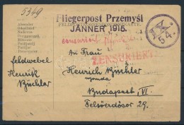 1915 Cenzúrás Tábori Postai LevelezÅ‘lap / Censored Field Postcard 'FLIEGERPOST Przemysl... - Other & Unclassified