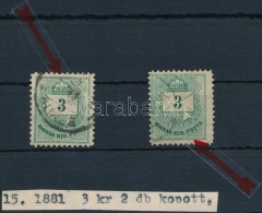 O 1881 Színesszámú 2 X 3kr Kopott Lemez, Gyöngyjavítás - Other & Unclassified