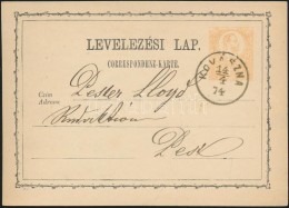 1874 2kr Díjjegyes LevelezÅ‘lap / PS-card 'KOVÁSZNA' - Budapest/FÅ‘posta - Autres & Non Classés