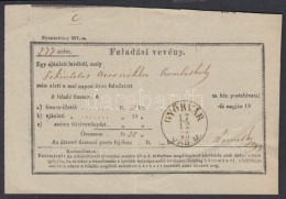 1873 Feladóvevény / Sender's Receipt 'GYÅRVÁR VAS M.' - Other & Unclassified