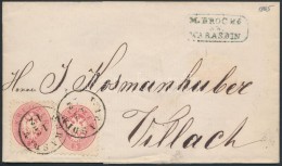 1865 2 X 5kr Távolsági Levélen / On Cover 'WARASDIN' - 'MARBURG' - Villach - Sonstige & Ohne Zuordnung