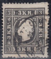 O 1858 3kr Fekete / Black II. 'PESTH' (papírmaradványok / Paper Remainders) - Autres & Non Classés