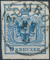 O 1850 9kr HP III. 'ZOMBOR' (kis Saroktörés / Corner Fold) - Other & Unclassified