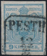 O 1850 9kr Világoskék / Light Blue HP I Szép Szélekkel / With Nice Margins 'PESTH' - Sonstige & Ohne Zuordnung