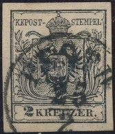 O 1850 2kr Mélyfekete / Black MP IIIb. Szép Szélekkel, Vastag Papír / With Nice... - Other & Unclassified