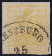 O 1850 1kr Krómsárga / Chrome Yellow MP III. Alul SzÅ±ken Vágva / Without Margin Below... - Other & Unclassified