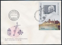 1991 II. János Pál Pápa Vágott Blokk FDC-n (4.000) - Sonstige & Ohne Zuordnung