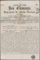 1861 Ben Chananja Szegedi Zsidó újság Címlapja Sérült 1858-as Szürke... - Other & Unclassified