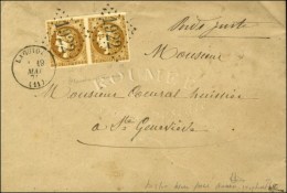 GC 1922 / N° 43 Paire (exceptionnelle Nuance) Càd T 16 LAGUIOLE (11) Sur Lettre Pour Ste... - 1870 Bordeaux Printing