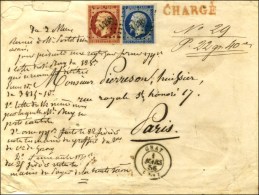 PC 1448 / N° 14 + 17 Nuance Vermillonée Càd T 15 GRAY (69) Sur Lettre Chargée Pour Paris.... - 1853-1860 Napoleon III