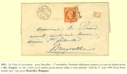 Losange DS2 / N° 16 (filet Effleuré) Càd (DS2) PARIS (DS2) 60 16 NOV. 53. 1ère Utilisation... - 1853-1860 Napoleon III