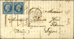 Losange G / N° 14 Paire Càd Taxe 30c PARIS Sur Lettre 2 Ports Pour Lyon. 1862. - TB. - 1853-1860 Napoleon III