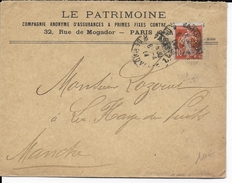 1914 - SEMEUSE - PERFORE C.P Sur ENVELOPPE "LE PATRIMOINE" à PARIS - Altri & Non Classificati