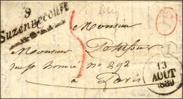 9 / Suzennecourt + B. Rur L 'Biernes', Décime Rural Rouge Et Taxe Tampon 5 Rouge. 1839. - SUP. - Other & Unclassified