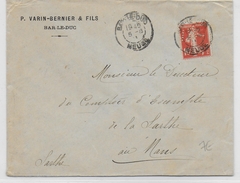 1911 - SEMEUSE - PERFORE Sur ENVELOPPE  "VARIN-BERNIER & Fils" à BAR LE DUC (MEUSE) - Autres & Non Classés