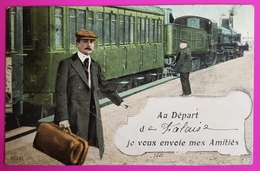 Delcampe - Cpa Au Départ De Falaise Carte Postale 14 Calvados Train Gare Proche Aubigny Soulangy St Pierre Du Bû Perrières Cordey - Falaise