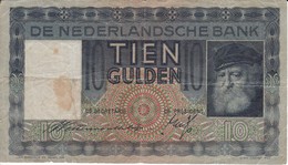 BILLETE DE HOLANDA DE 10 GULDEN DEL AÑO 1938 (BANKNOTE) - 10 Florín Holandés (gulden)