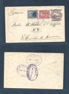 Nicaragua. 1907 (11 Ago) Metapa - USA, NY State, Buffalo 10c Lilac "1907" Overprinted + 2 Aditionals, Including Telegrap - Nicaragua