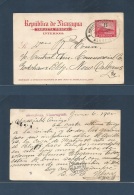 Nicaragua. 1905 (6 June) Bluefields - USA, N. O, LA "B / Dpto ZELAYA" 2c Red Ovtpd Tricolor Card + Taxed "T" Very Rare P - Nicaragua