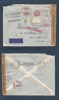 Dutch Indies. 1941 (9 Oct) Batavia - USA, NYC (8 Nov) Registered Air Mail Censor Machine Fkd Air Aux Cachet Via Singapor - Indonesia