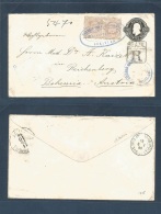 Brazil. 1888 (Sept) Curityba - Austria, Bohemia (14 Oct) Reichenberg. Registered D. Pedro 200 Rs Black Stat Env + 200 M - Autres & Non Classés