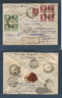 Argentina - Xx. 1924 (11 July) Comodoro Rivadavia - Germany, Leipzig (18 Ago) Registered Multifkd Envelope Including (x2 - Autres & Non Classés
