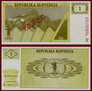 SLOVENIA: 1 Tolar 1990 Specimen Vzorec UNC  Prefix AB - Slovénie