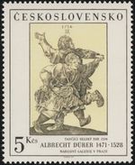 Czechoslovakia / Stamps (1979) 2409: Albrecht Dürer (1471-1528) "Dancing Peasant Couple" (1514), National Gallery Prague - Grabados