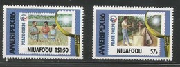 1986 Tonga  Niuafo'ou Ameripex Peace Corps Surveying Agriculture  Stamp On Stamp Complete Set Of 2 MNH - Tonga (1970-...)