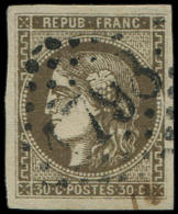 47c  30c. Brun VERDATRE Foncé, Obl. GC 1793, Inf. Fente Marge Droite Effl. Le Filet, Sinon TTB - Other & Unclassified