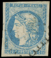 44B  20c. Bleu, T I, R II, Obl. Légère, TTB - Autres & Non Classés