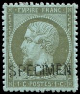 S19f  1c. Olive, Surcharge SPECIMEN, TB - Autres & Non Classés