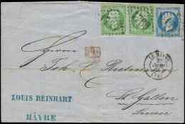 20    5c. Vert (2) + N°22 20c. Bleu Obl. GC 1769 S. LAC, Càd LE HAVRE 27/11/65, Arr. St GALLEN Le 29/11, TB - Other & Unclassified
