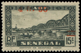 SENEGAL 196a : 4f.50 Sur 15c. Noir, Surcharge Très Déplacée, 15c. Non Barré, Gomme Coloniale - Other & Unclassified