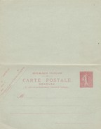 France Entier Postal Double 10c Rose Type Semeuse Lignée - Cartes Postales Types Et TSC (avant 1995)