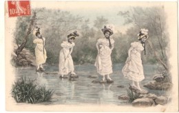 Femmes Aux Gué - Timbrée TTB - Voor 1900