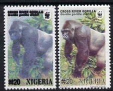 Nigeria 2008, WWF, Gorilla N20 Perf Essay Trial With An Overal Bluish Colour, Very Thick Lettering And Without Imprint - Errores En Los Sellos