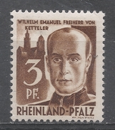 German Occupation, Rhine Palatinate 1947. Scott #6N2 (M) Wilhelm E. F. Von Ketteler * - Sonstige & Ohne Zuordnung